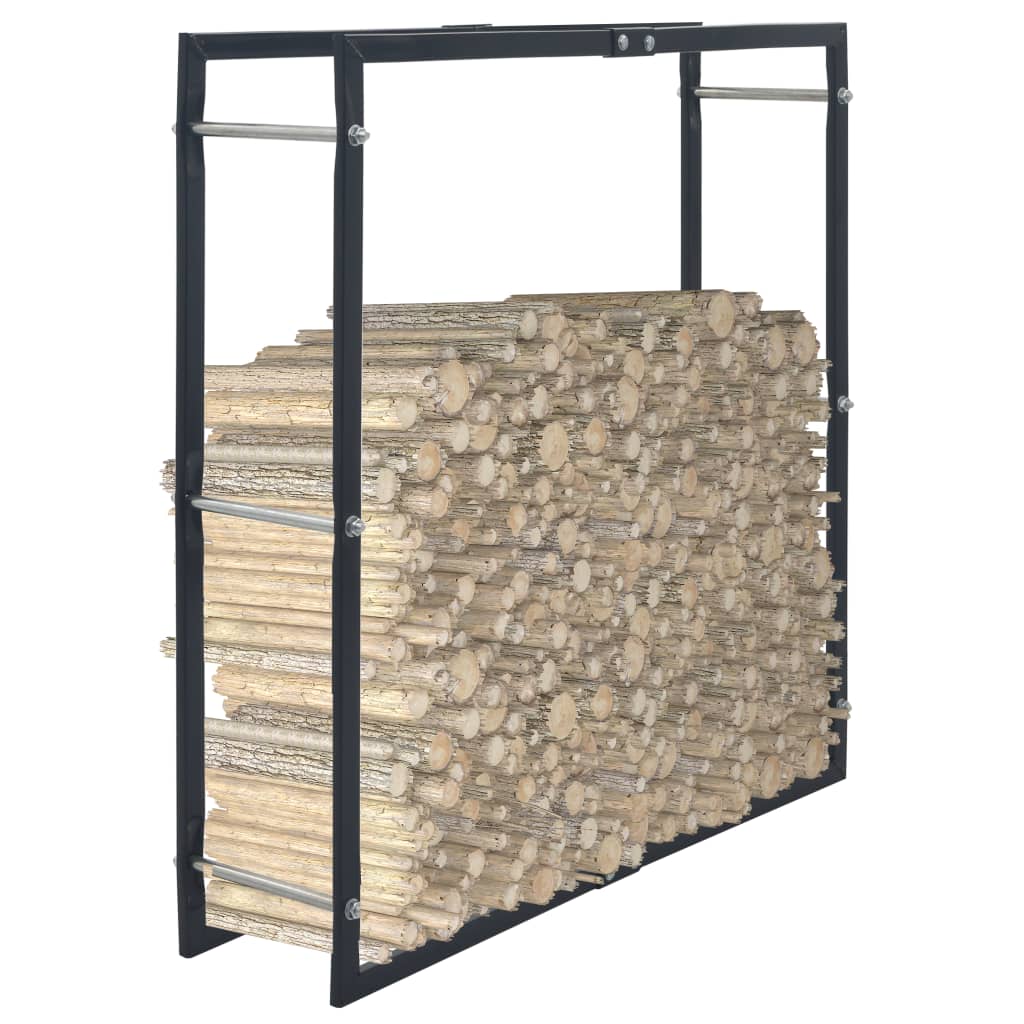 vidaXL Polttopuuteline musta 100x25x100 cm teräs