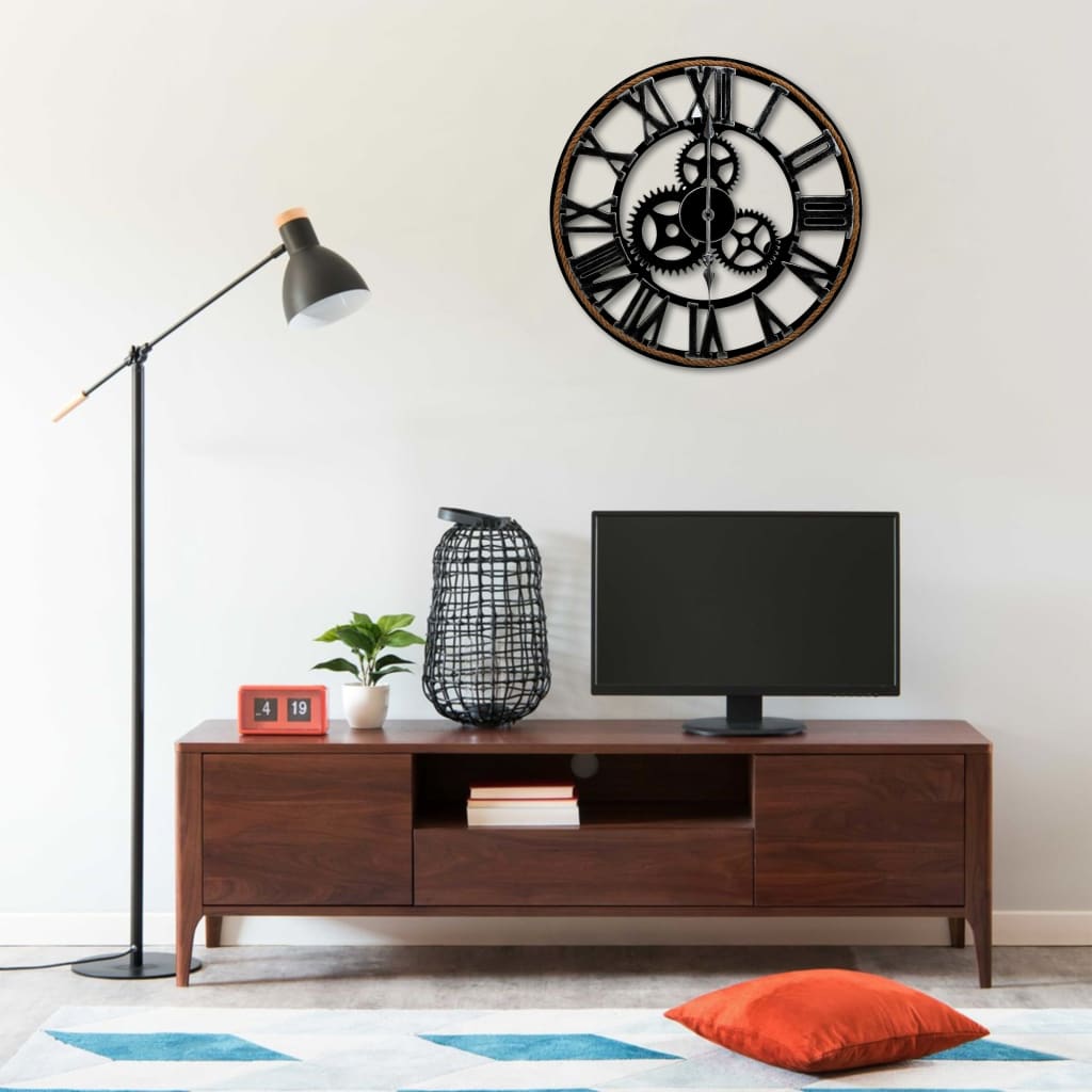 vidaXL Seinäkello musta 60 cm MDF