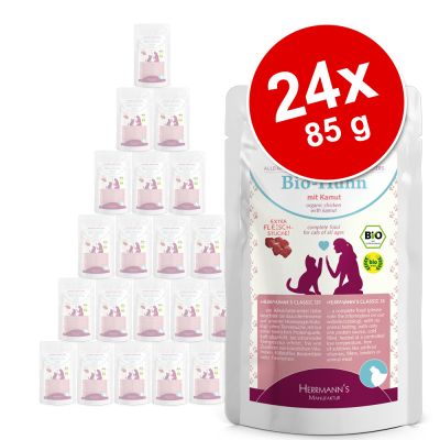 Herrmanns Menu -säästöpakkaus 24 x 85 g - luomuhanhenliha & luomukesäkurpitsa