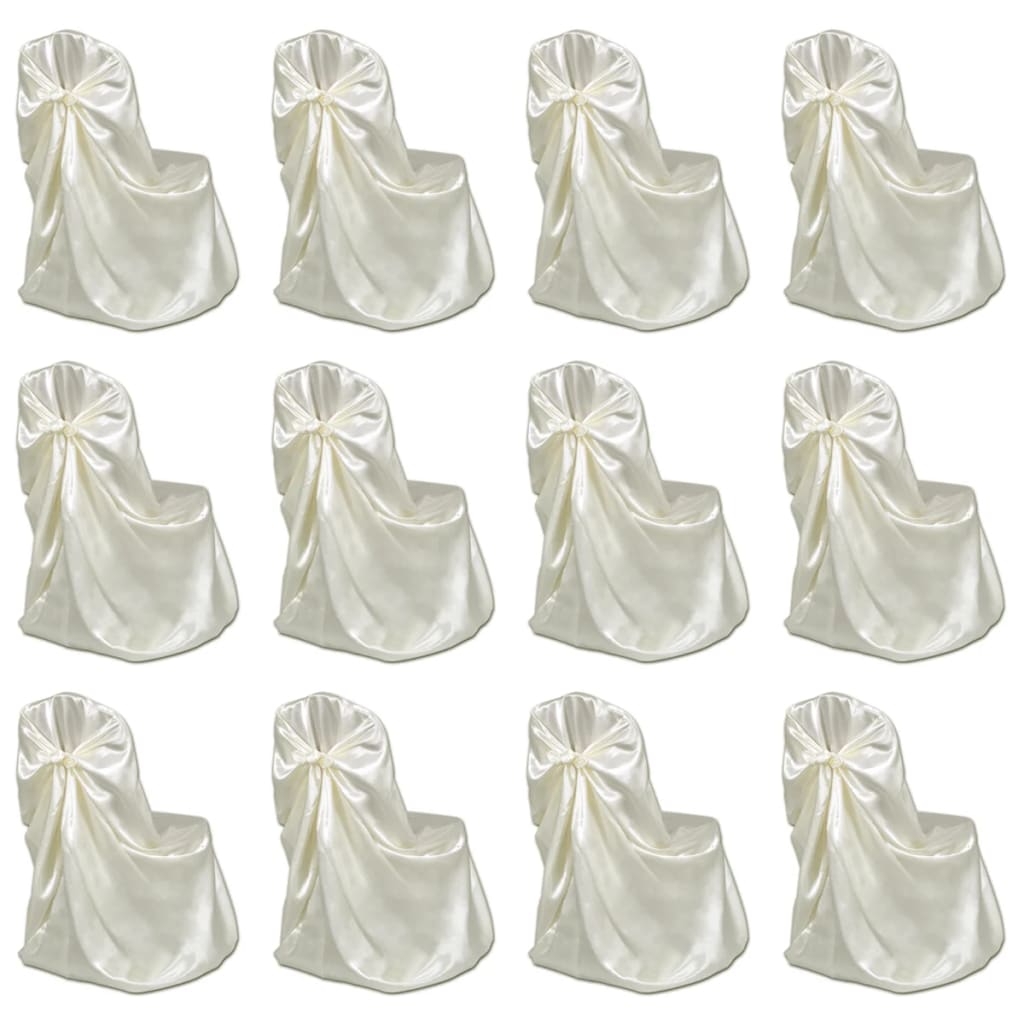vidaXL Tuolinpäällinen hääjuhliin kerma 12 kpl