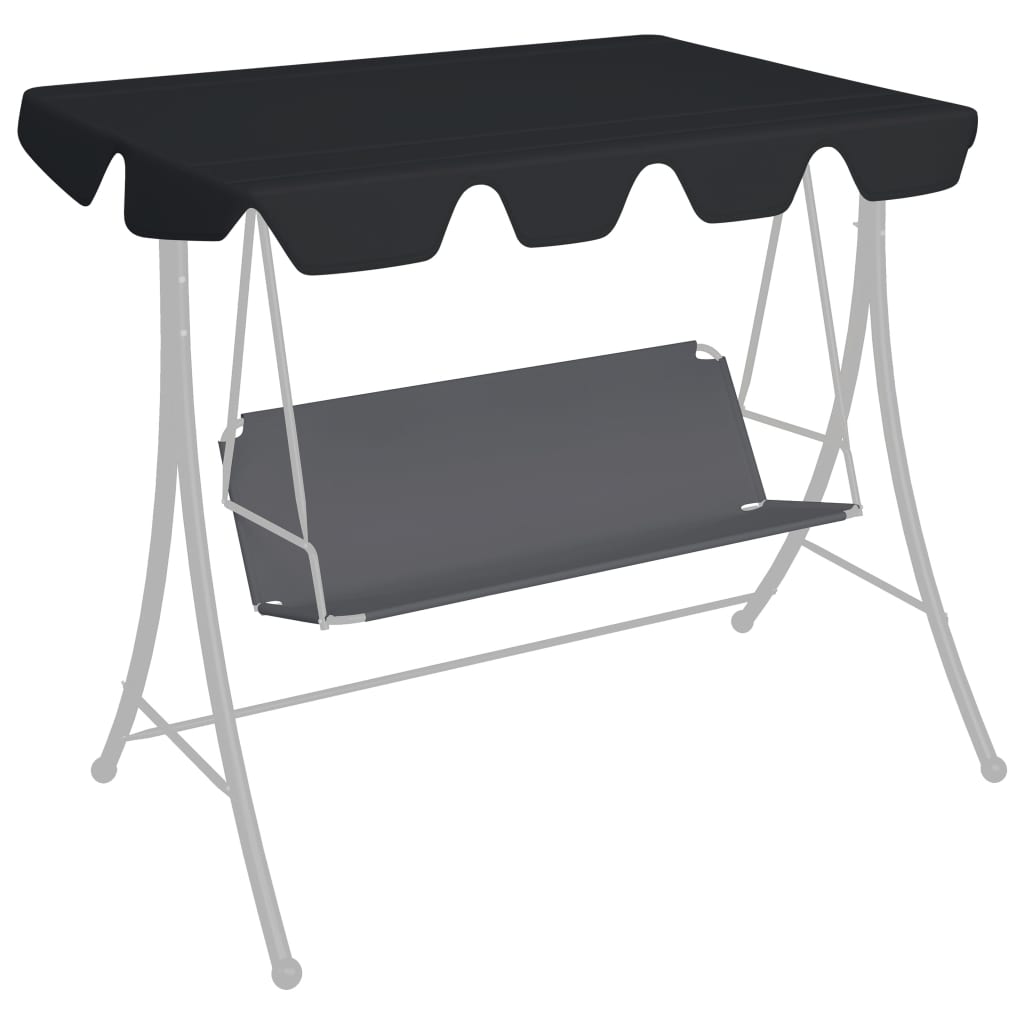 vidaXL Vaihtokatos puutarhakeinuun musta 150/130x70/105 cm