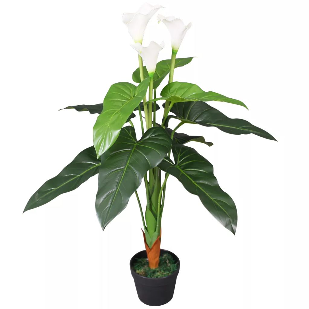vidaXL Tekokukka ruukulla huonevehka/kalla 85 cm valkoinen