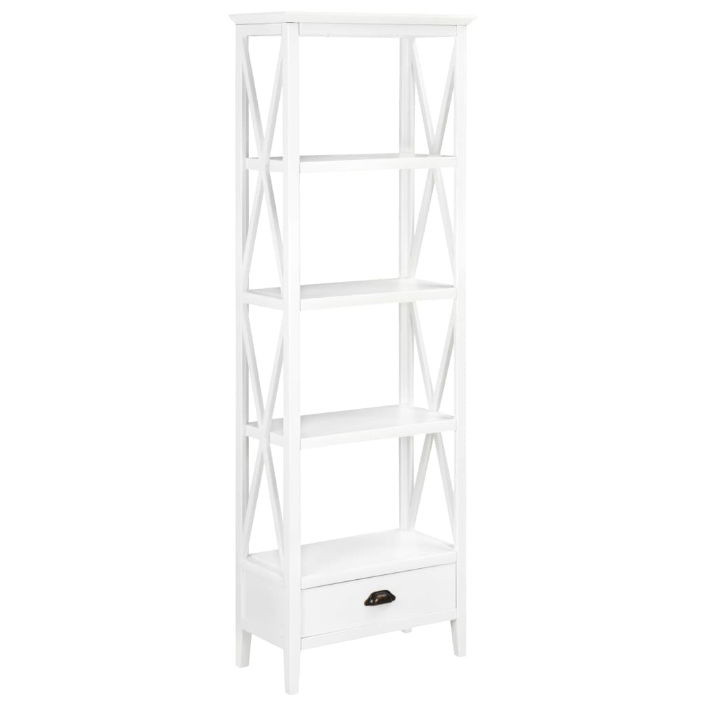 vidaXL Kirjahylly 1 laatikolla valkoinen 60x30x170 cm MDF