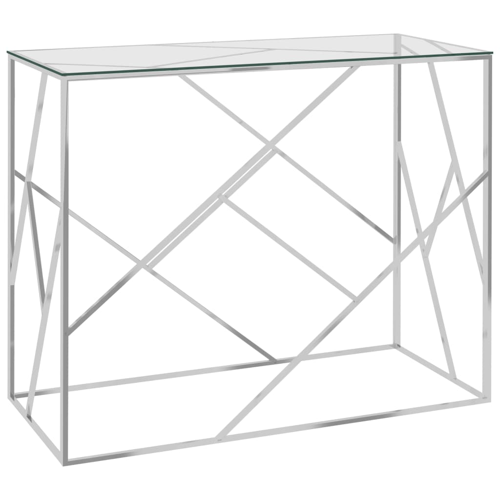 vidaXL Sivupöytä hopea 90x40x75 cm ruostumaton teräs ja lasi