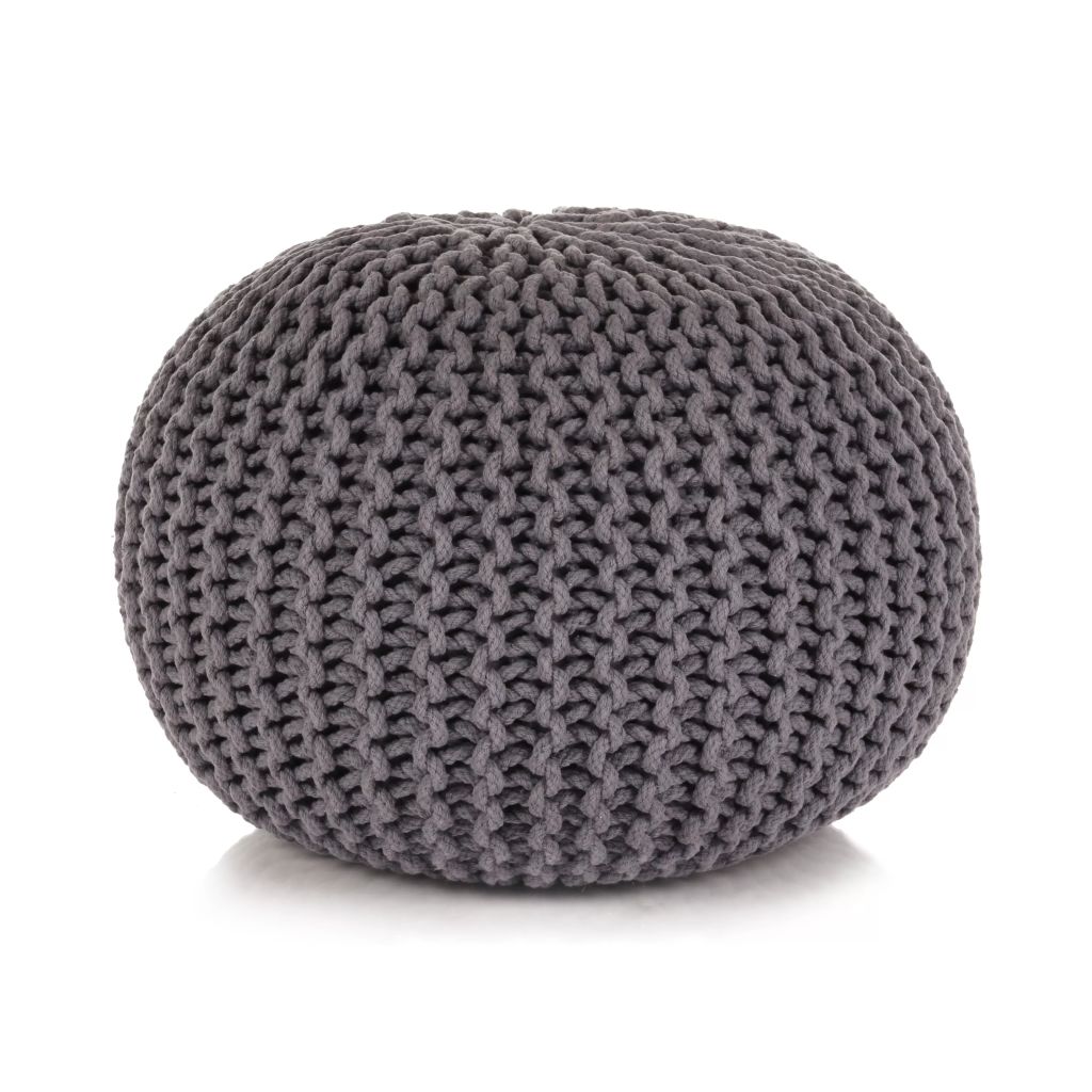 vidaXL Käsinpunottu pallorahi puuvilla 50x35 cm harmaa