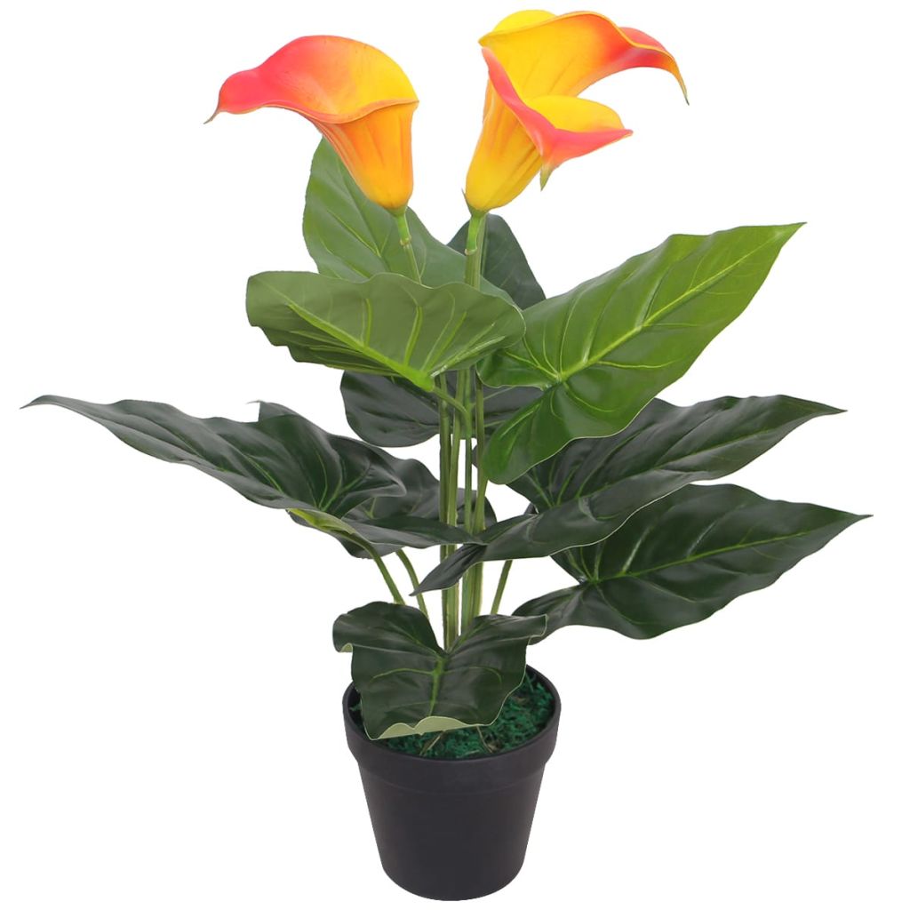 vidaXL Tekokukka ruukulla huonevehka/kalla 45 cm punainen ja keltainen