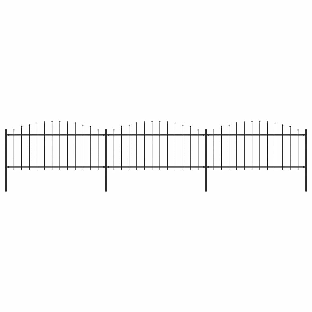 vidaXL Puutarha-aita keihäskärjillä teräs (0,5-0,75)x5,1 m musta