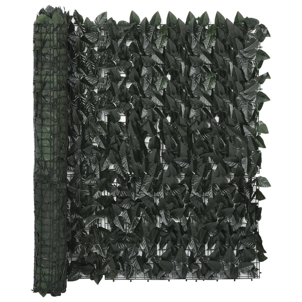vidaXL Parvekkeen suoja tummanvihreillä lehdillä 300x100 cm