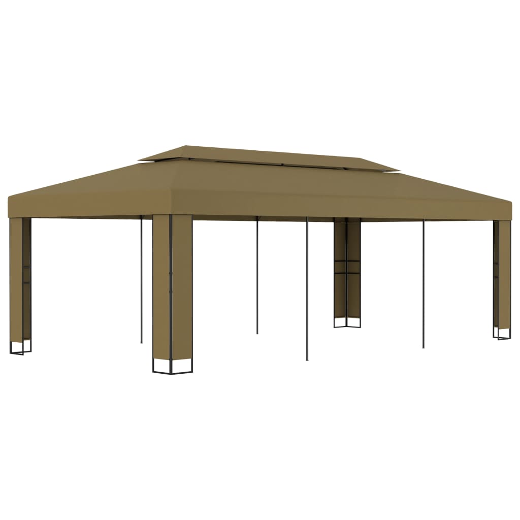 vidaXL Huvimaja kaksoiskatolla 3x6 m ruskeanharmaa 180 g/m²
