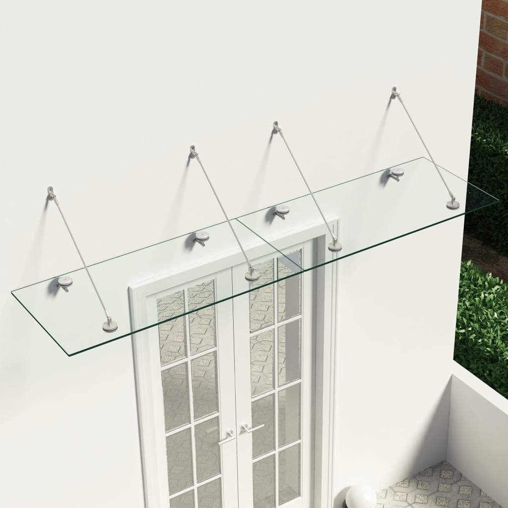 vidaXL VSG-turvalasi etuoven katos 240x60 cm ruostumaton teräs
