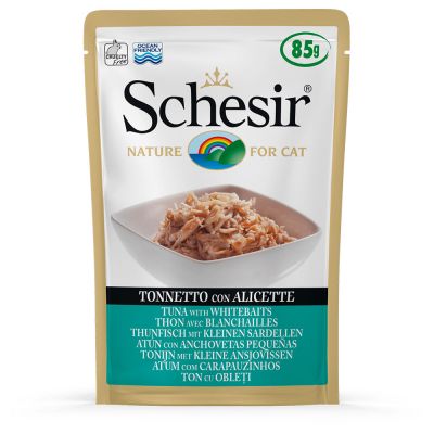 Schesir Pouch 6 x 85 g - tonnikala & pienet sardellit