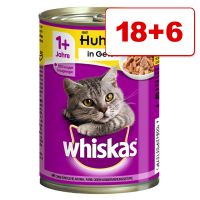 18 + 6 kaupan päälle! 24 x 400 g Whiskas-kissanruokaa - kalaa hyytelössä (24 x 390 g)