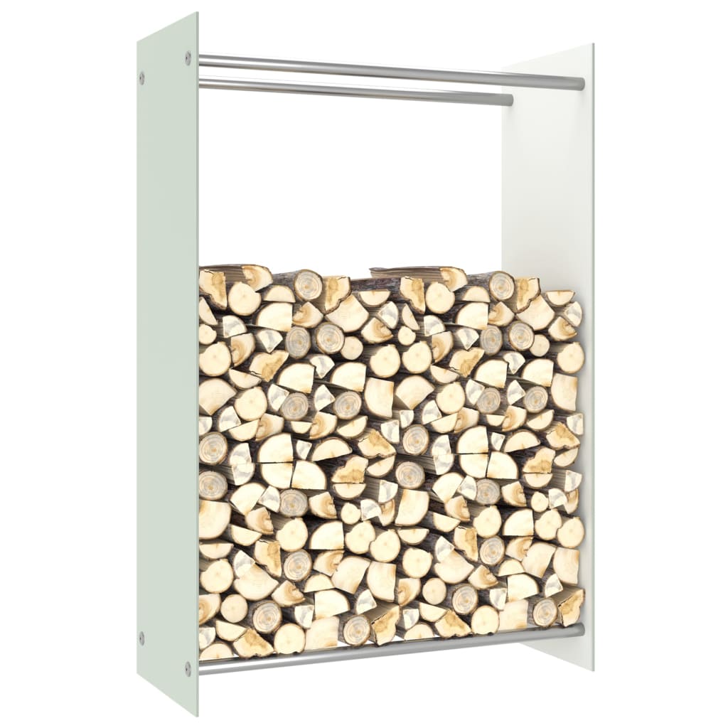 vidaXL Polttopuuteline valkoinen 80x35x120 cm lasi