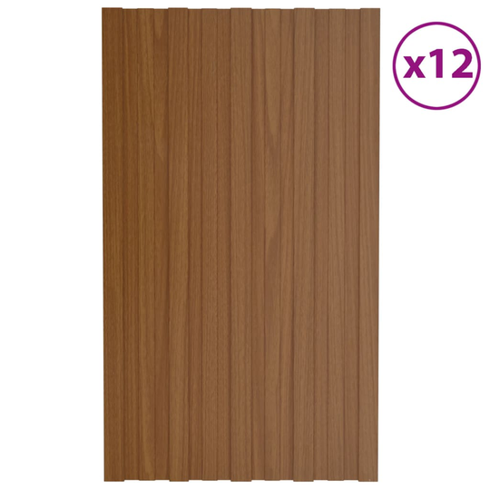 vidaXL Kattopaneeli 12 kpl galvanoitu teräs ruskea 80x45 cm
