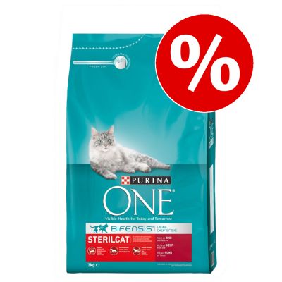 18 kg Purina ONE -kissanruoka 20 % alennuksella! - Neutered Cat - Beef (6 x 3 kg)