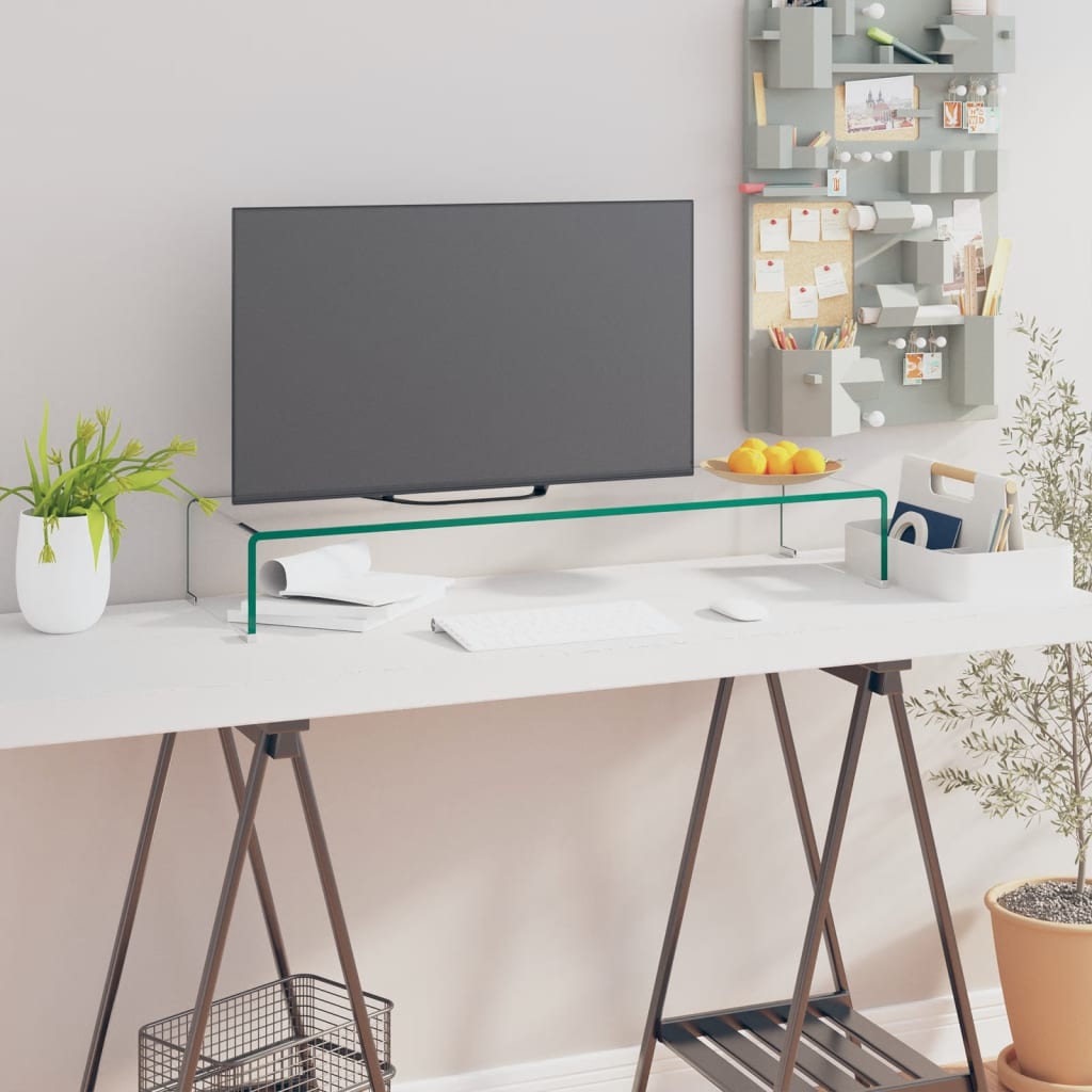 vidaXL TV-taso/Näyttöteline Kirkas lasi 90x30x13 cm