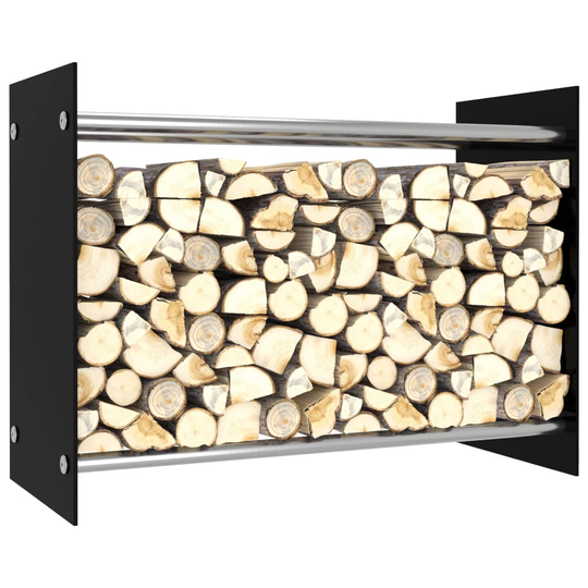 vidaXL Polttopuuteline musta 80x35x60 cm lasi